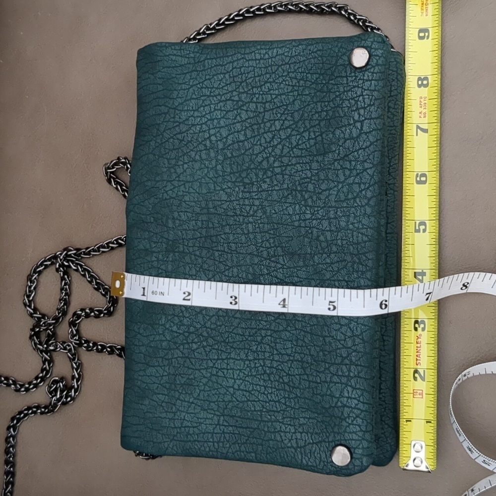 Street Level Crossbody Bag Tiffany Blue Crackle Double Chain Link Strap Crackle - Picture 15 of 17